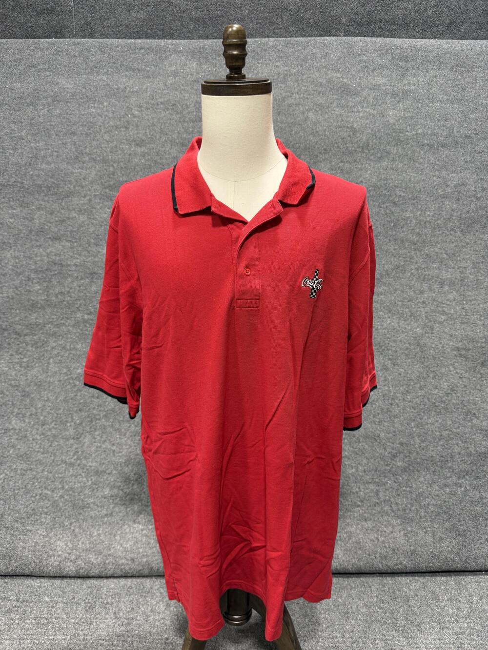 Munsingwear Polo Shirt Mens XL Red Coca-Cola Racing Logo Short Sleeve Top